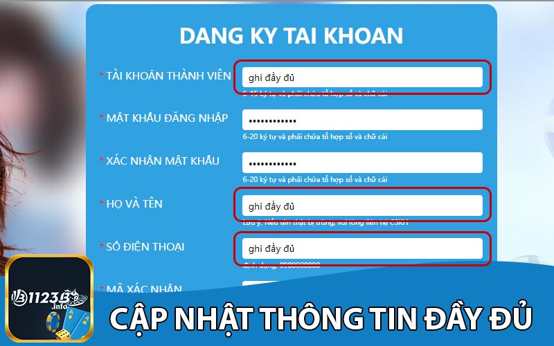 Cập nhật thông tin đầy đủ